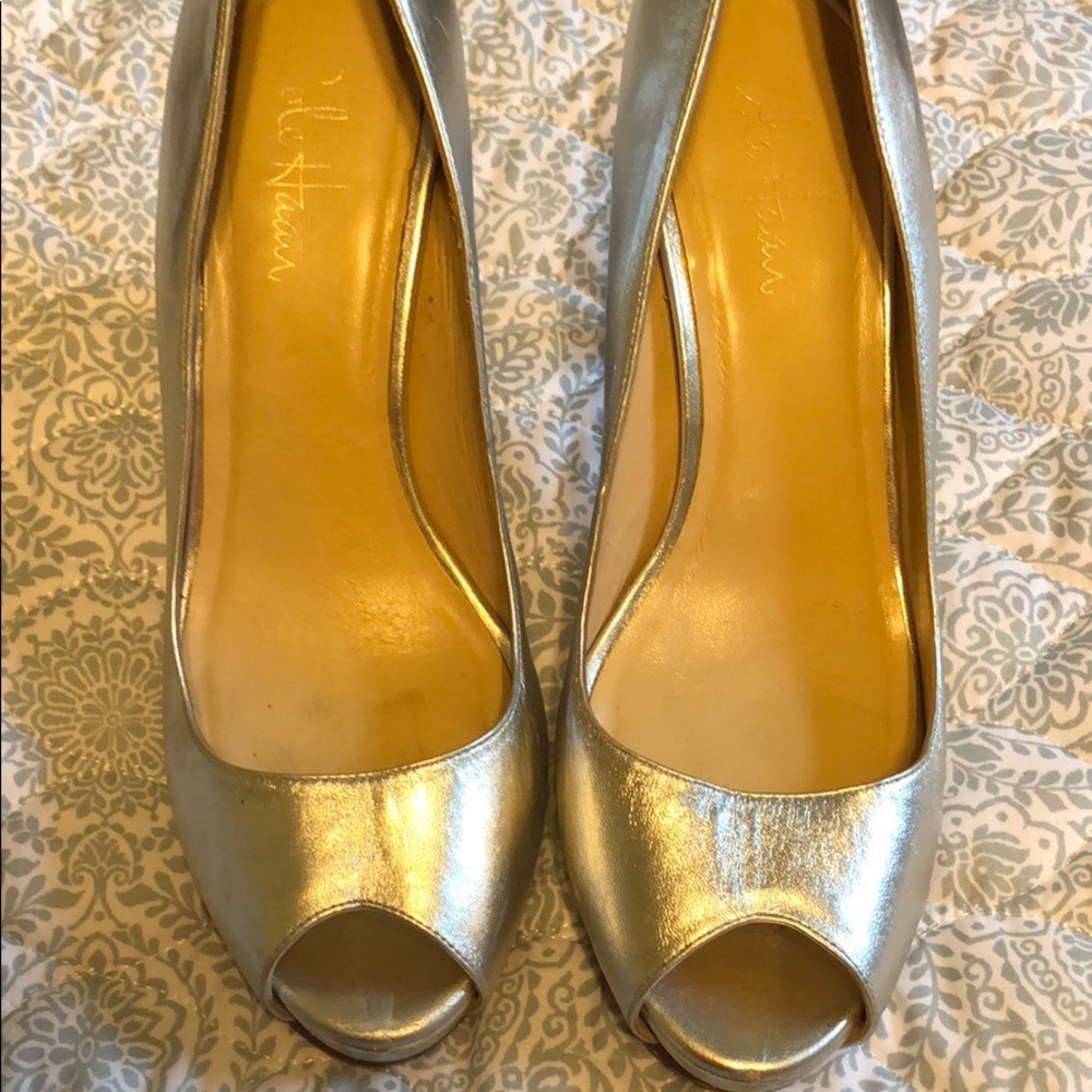 Cole Haan Silver peep toe pumps
